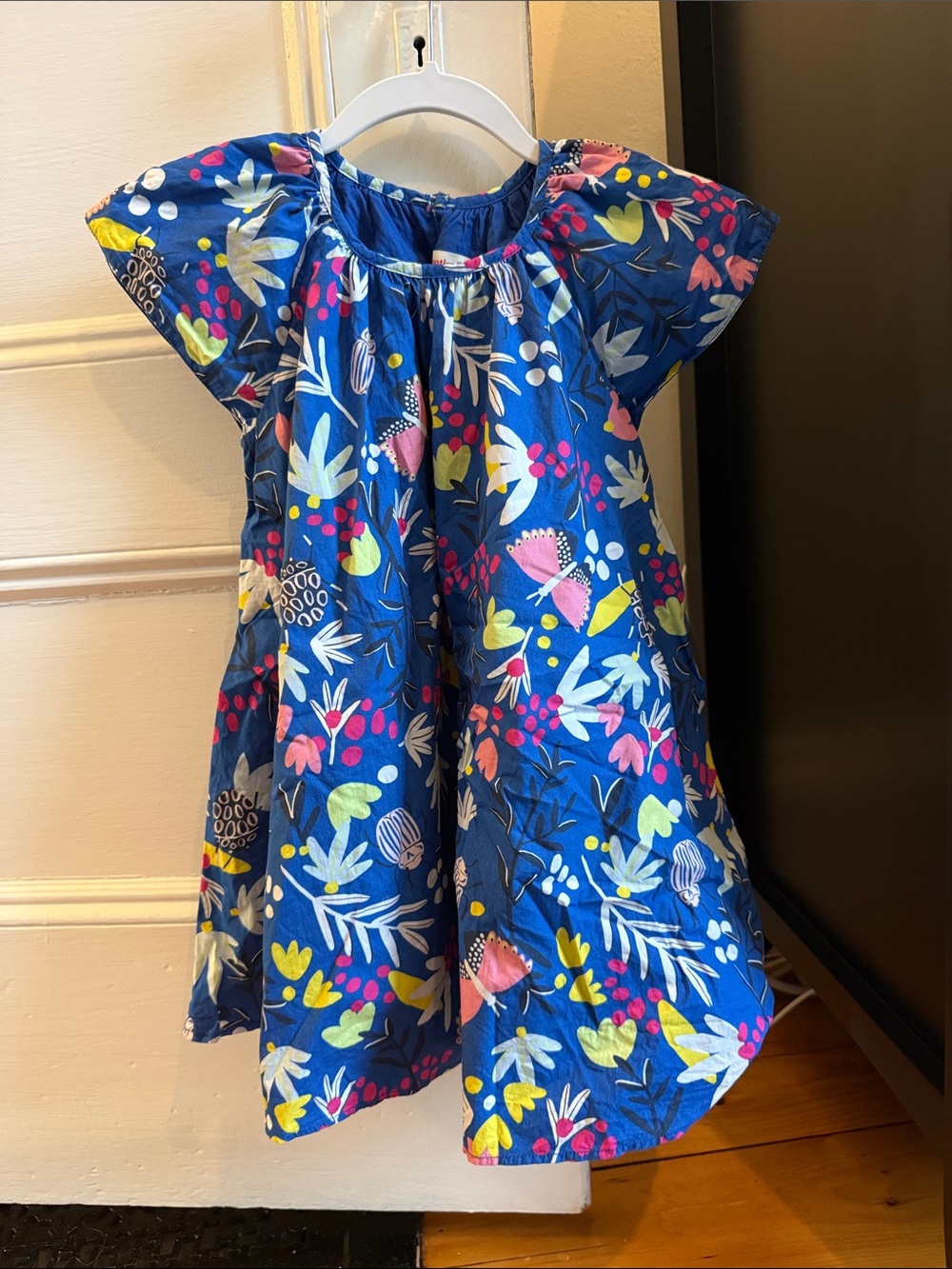 Catimini Girls' Blue Floral Short-Sleeve Dress French 4 104 cm twirly timeless